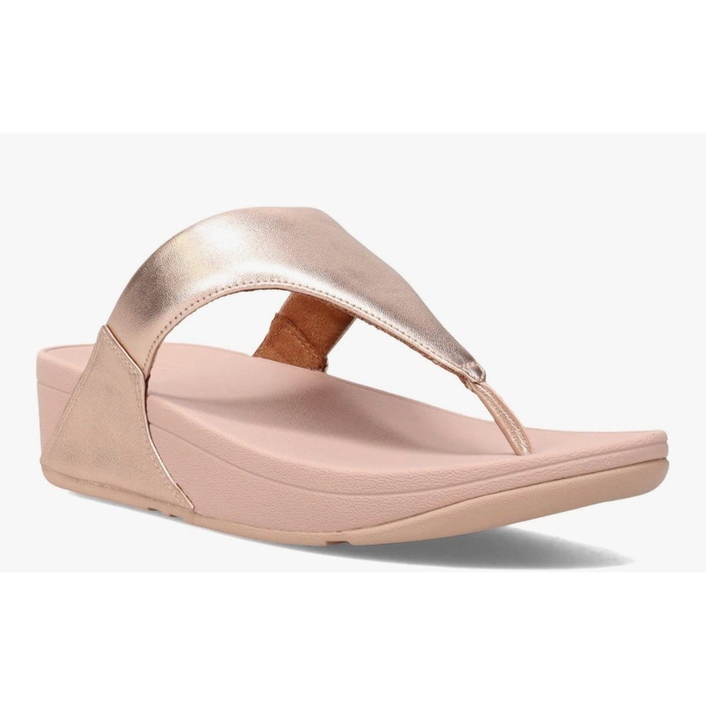 FitFlop Women's T-Bar LULU Leather‎ Toepost Rose Gold Size 11